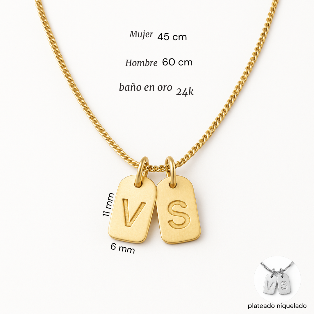 Collar con PAR de iniciales personalizadas
