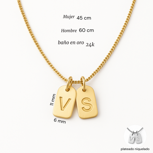 Collar con PAR de iniciales personalizadas
